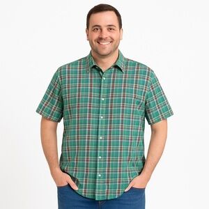 Men’s Roundtree & Yorke 2XT Green Plaid Shirt